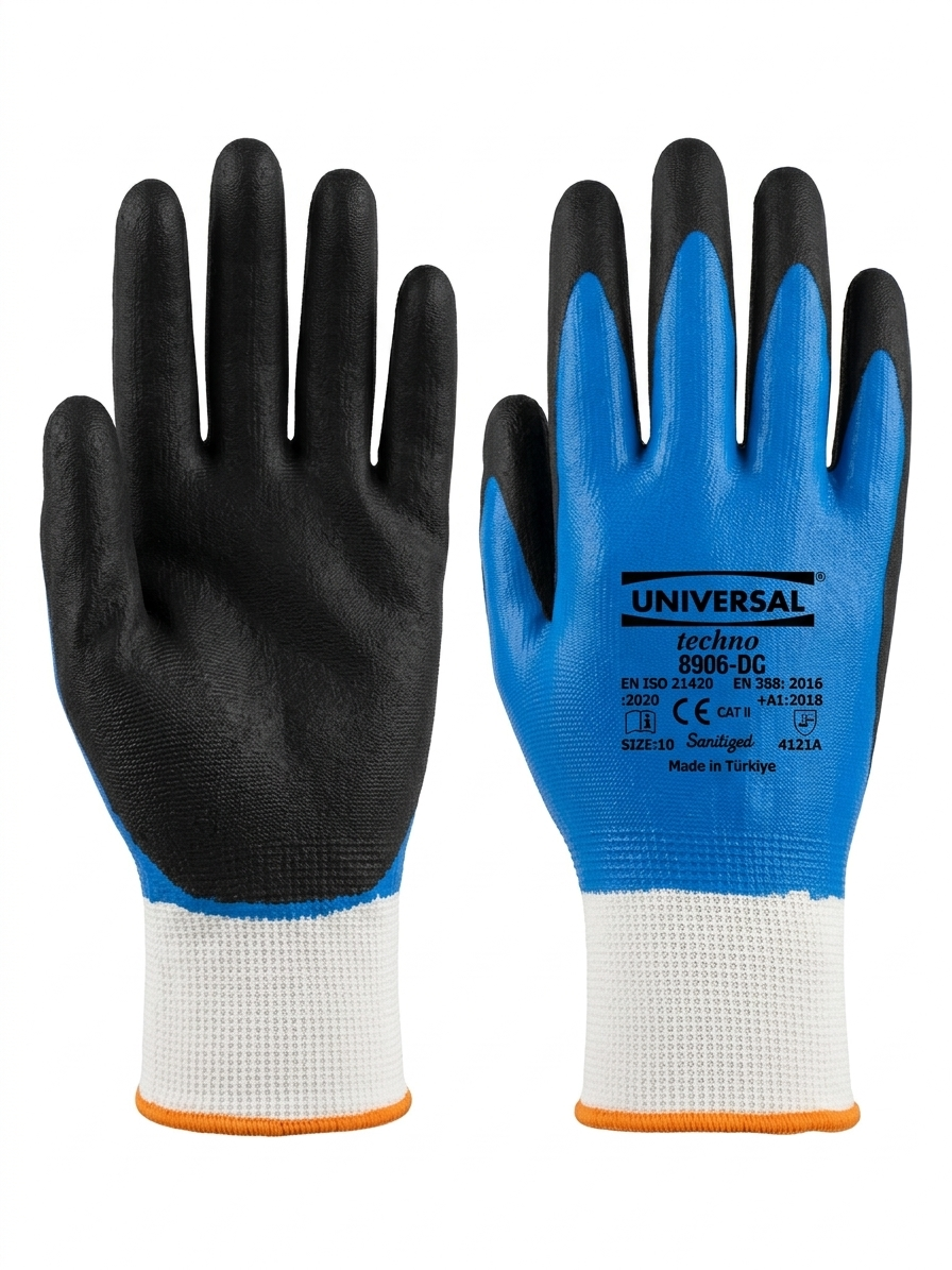 8906-DC Universal Çift Kaplı Mavi Eldiven